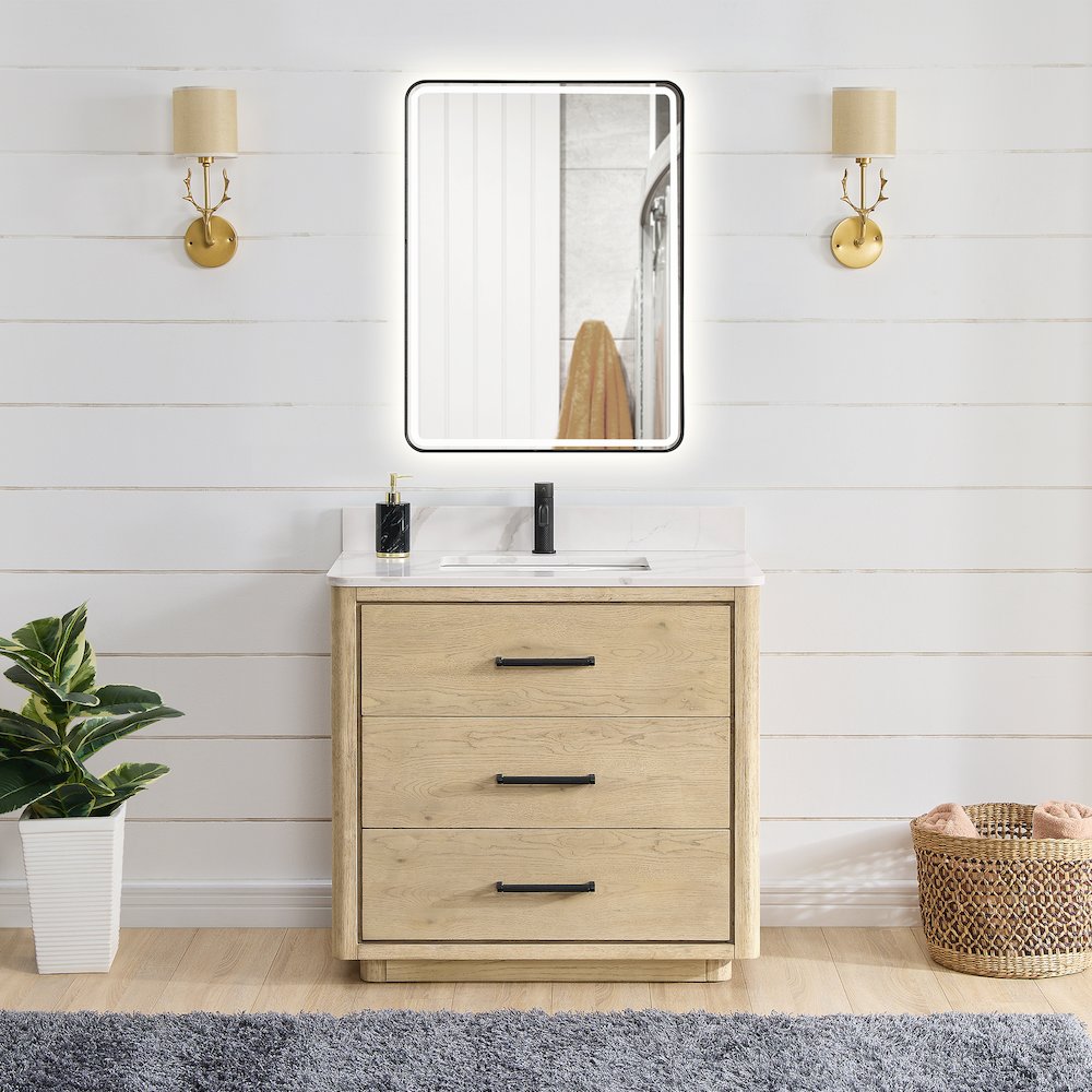 Porto 36" Free-standing Single Bath Vanity in Aged Natural Oak. Picture 8