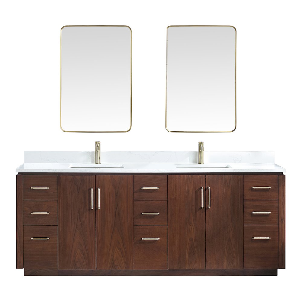 San 84" Free-standing Double Bath Vanity in Natural Walnut. Picture 1