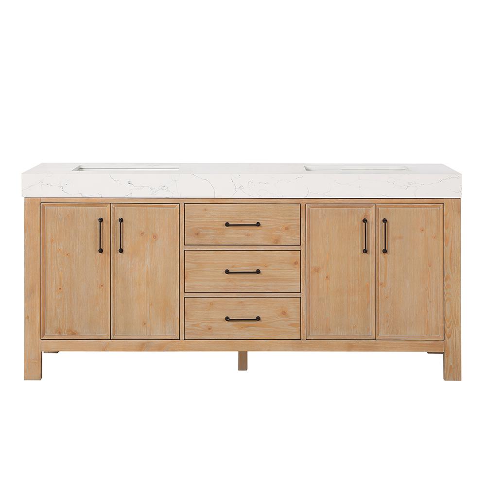 Free-standing Double Bathroom Vanity with Composite top in Lightning White. Picture 2
