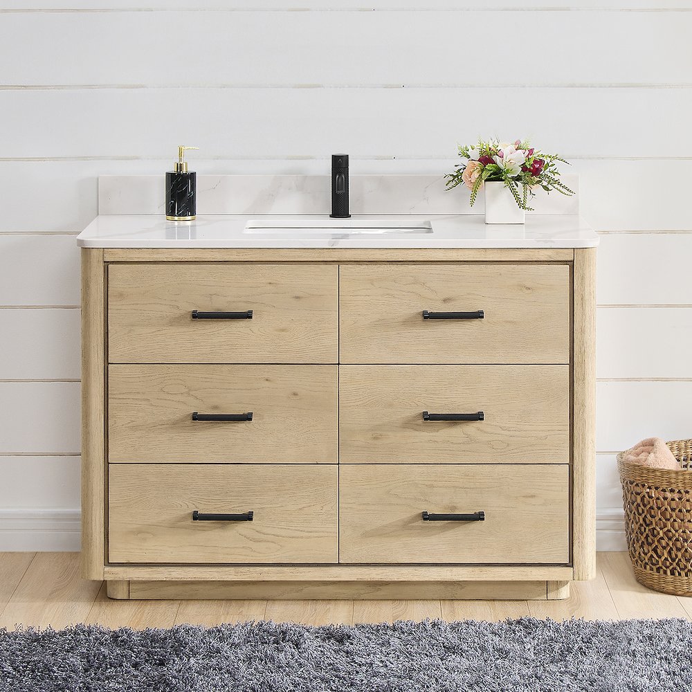 Porto 48" Free-standing Single Bath Vanity in Aged Natural Oak. Picture 3