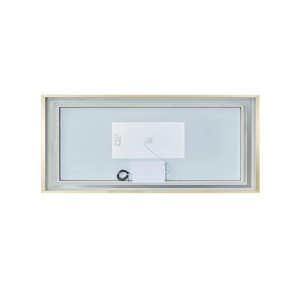 72" Rectangular Aluminum Framed LED Wall Mount Bathroom Vanity Mirror in Gold. Picture 2