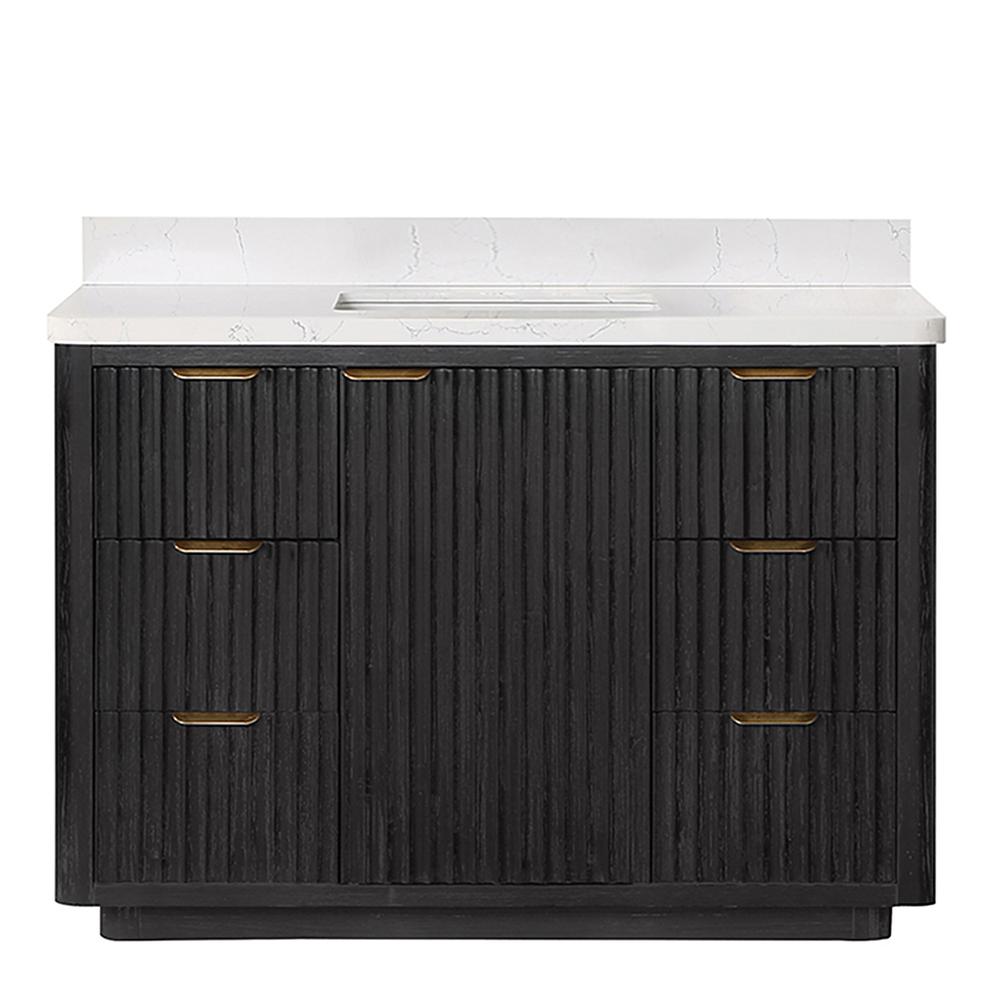 Free-standing Single Bathroom Vanity with Composite top in Lightning White. Picture 2