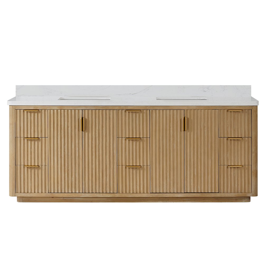 Cádiz 84in. Free-standing Double Bathroom Vanity in Washed Ash Grey. Picture 2