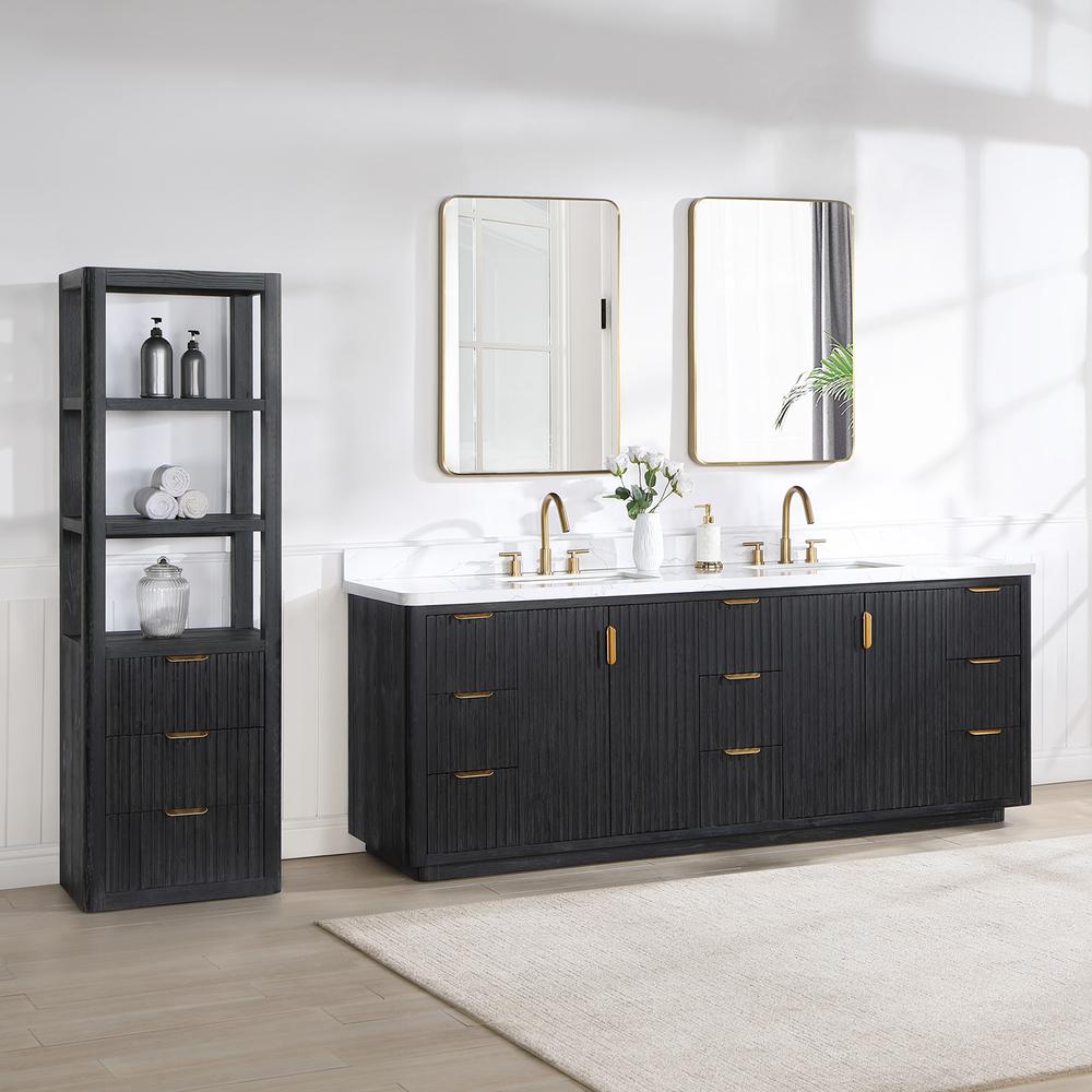 Free-standing Double Bathroom Vanity with Composite top and Mirror. Picture 4