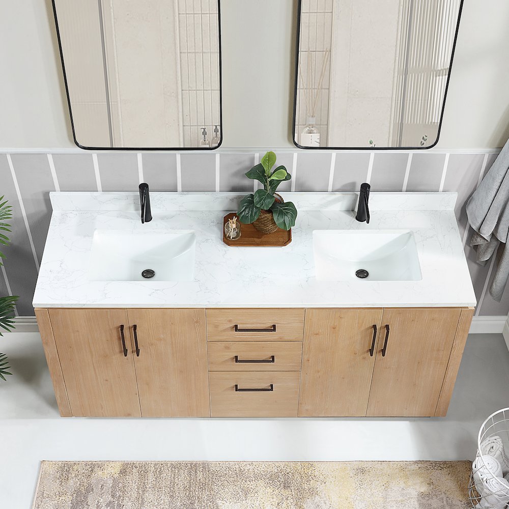 San 72" Free-standing Double Bath Vanity in Fir Wood Brown. Picture 5
