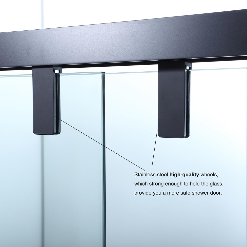 Brescia 60" W x 58" H Double Sliding Framed Tub Door in Matte Black. Picture 7