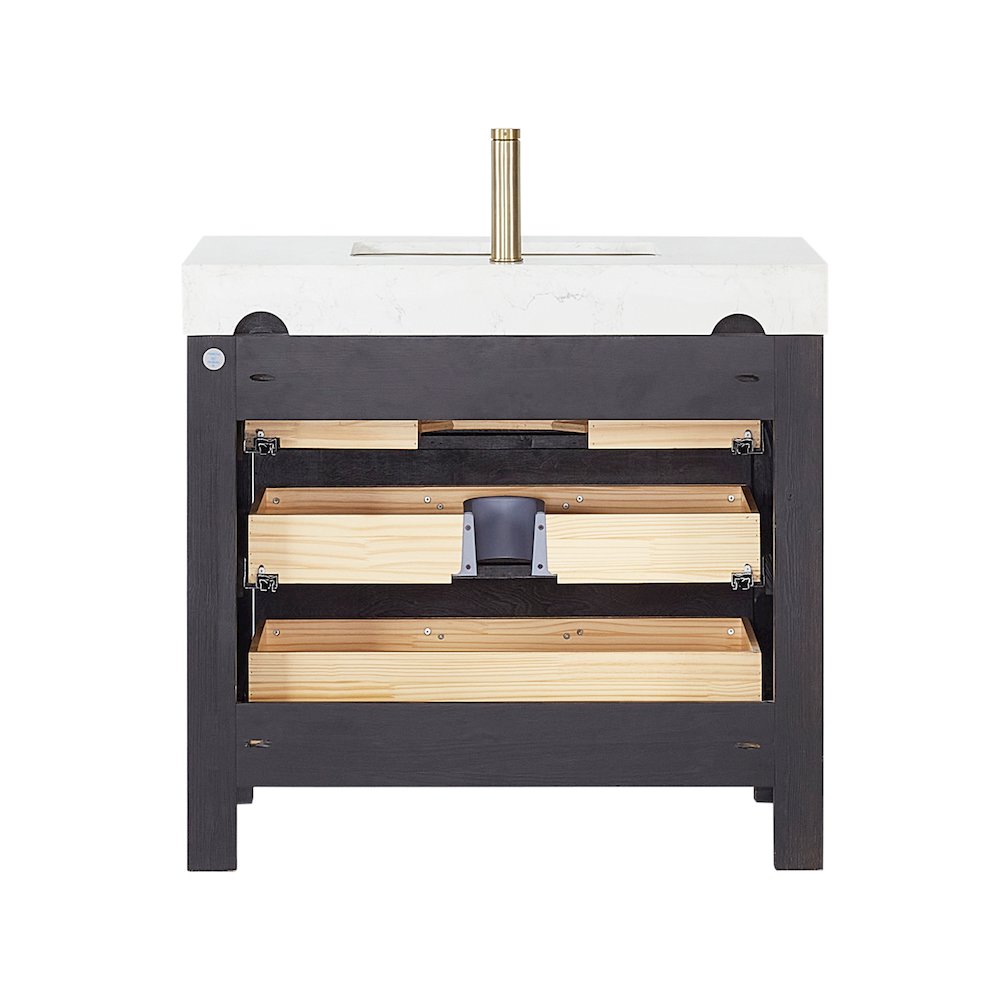 León 36in. Free-standing Single Bathroom Vanity in Fir Wood Black. Picture 14