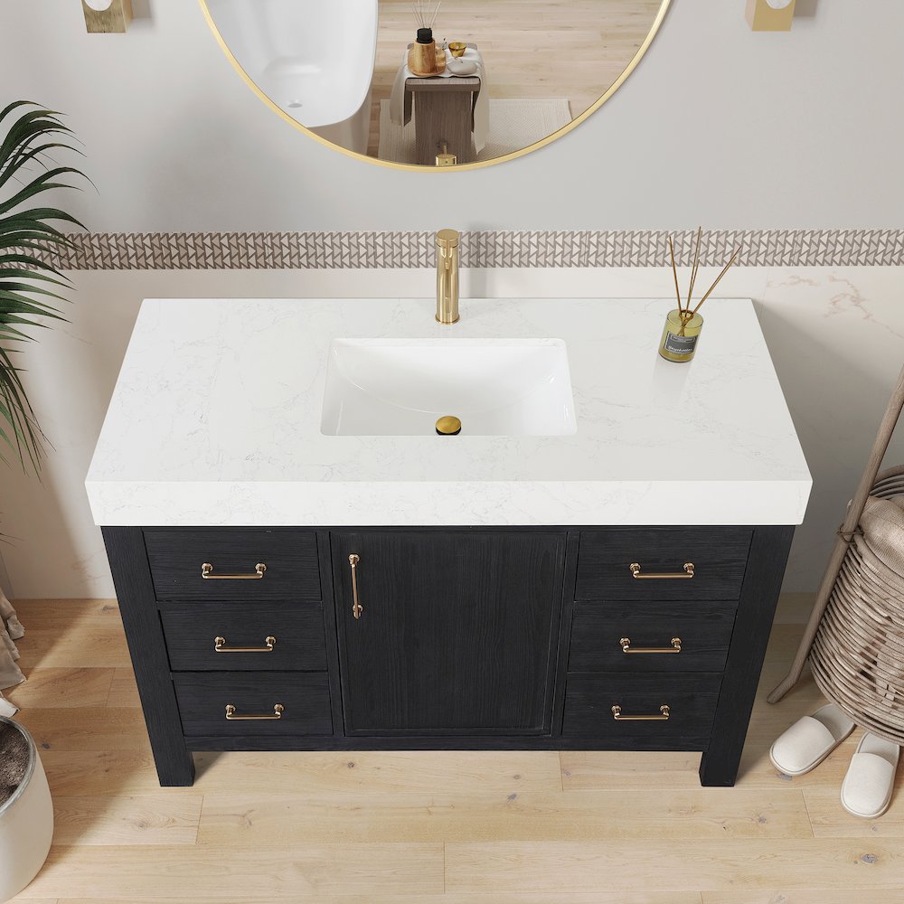 León 48in. Free-standing Single Bathroom Vanity in Fir Wood Black. Picture 5