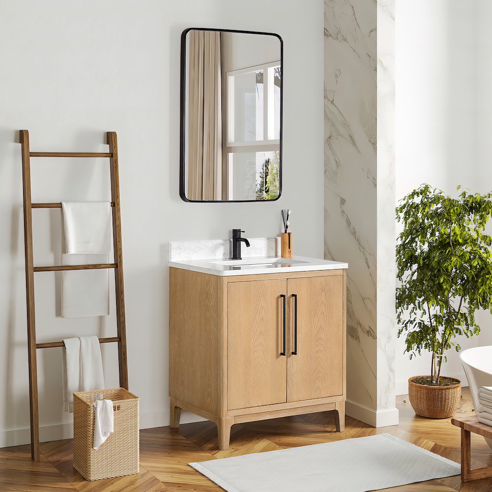 Gara 30" Free-standing Single Bath Vanity in Washed Ash Grey. Picture 5