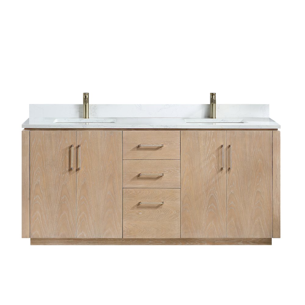 San 72" Free-standing Double Bath Vanity in Washed Ash Grey. Picture 1