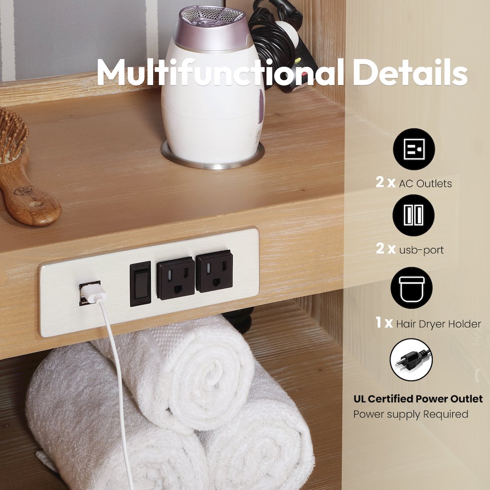 San 60M" Free-standing Double Bath Vanity in Fir Wood Brown. Picture 11