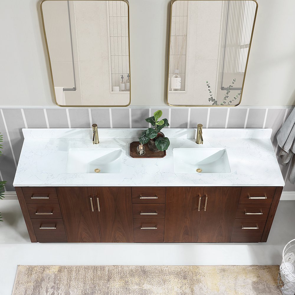 San 84" Free-standing Double Bath Vanity in Natural Walnut. Picture 5