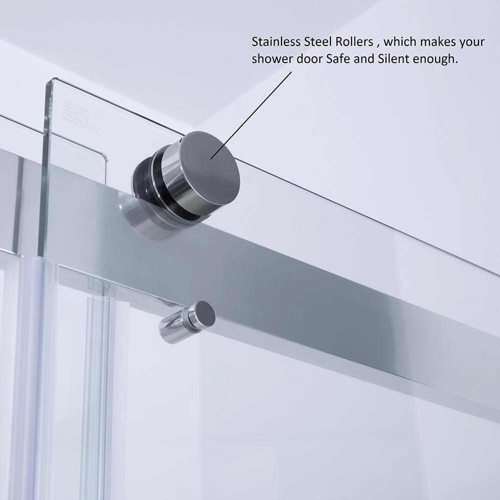 Rectangle Double Sliding Frameless Shower Enclosure in Brushed Nickel. Picture 7