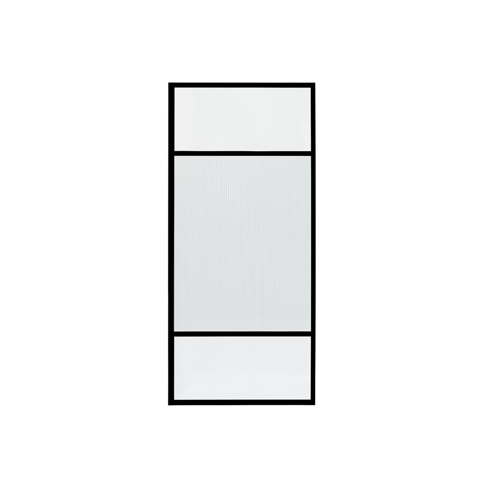 Tafalla 34" W x 74" H Framed Fixed Glass Panel in Matte Black. Picture 1