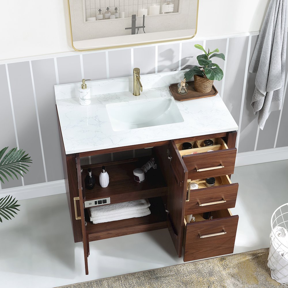 San 42" Free-standing Single Bath Vanity in Natural Walnut. Picture 6
