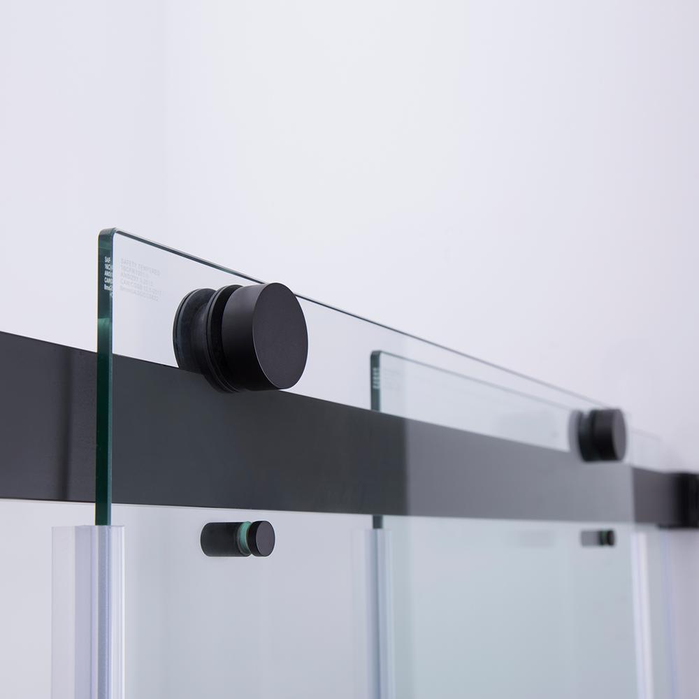 Spezia 60" W x 58" H Double Sliding Frameless Tub Door in Matte Black. Picture 4
