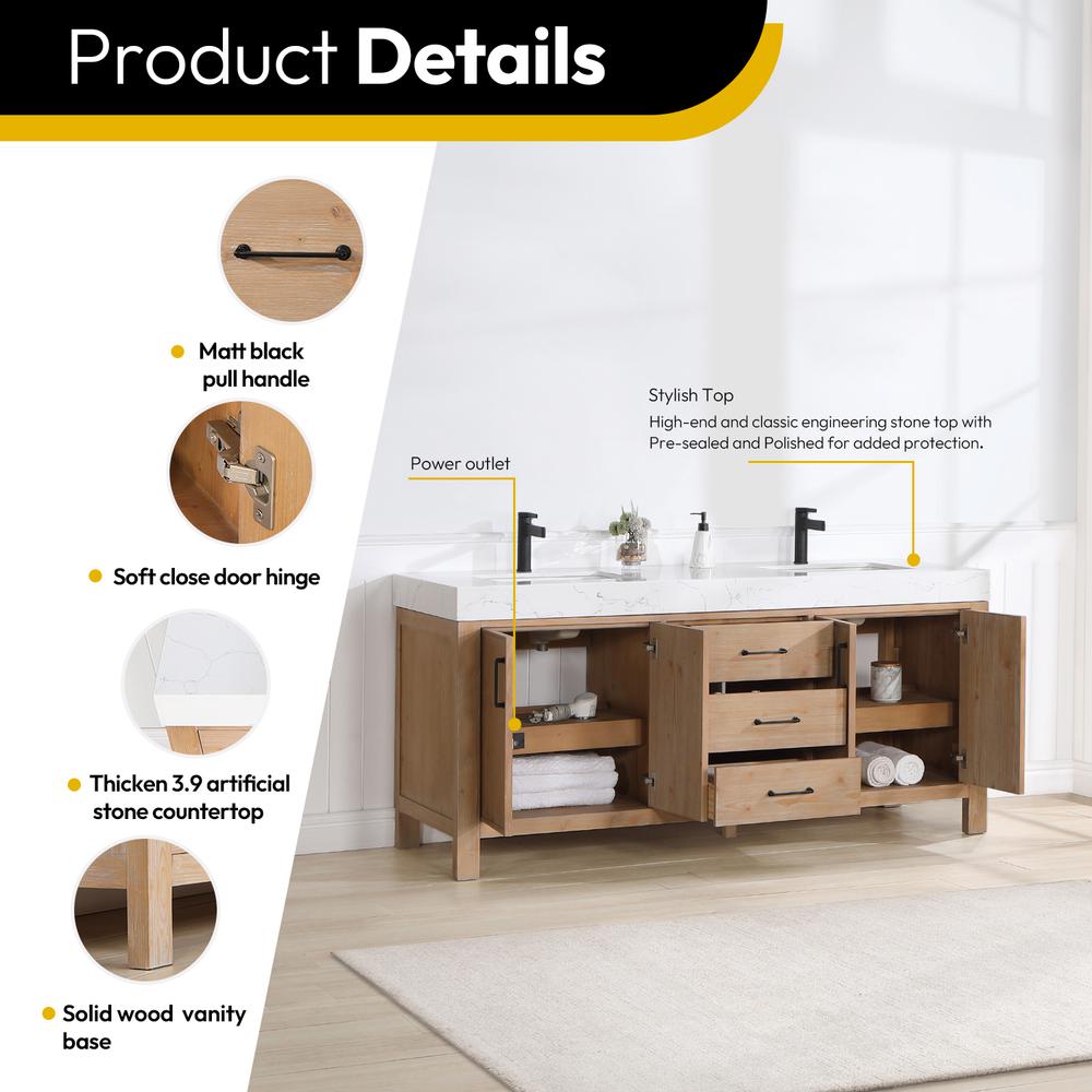 Free-standing Double Bathroom Vanity with Composite top and Mirror. Picture 8
