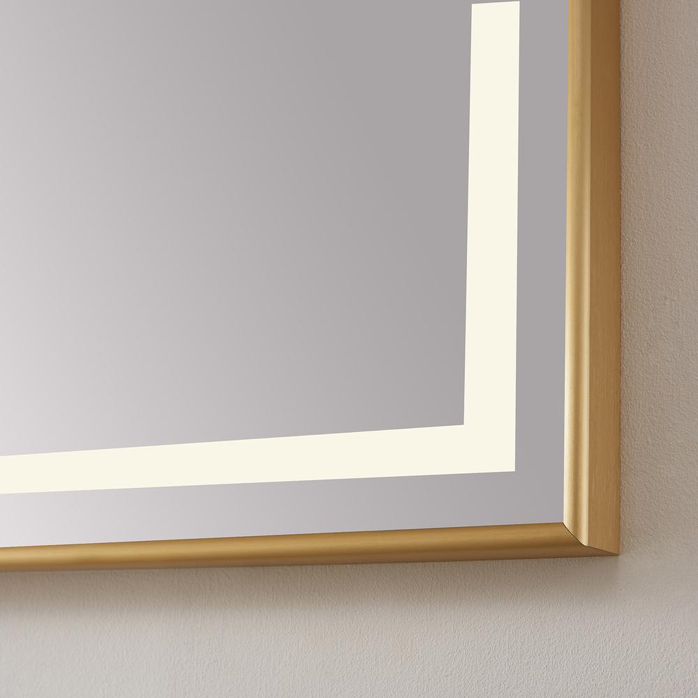 60" Rectangular Aluminum Framed LED Wall Mount Bathroom Vanity Mirror in Gold. Picture 4