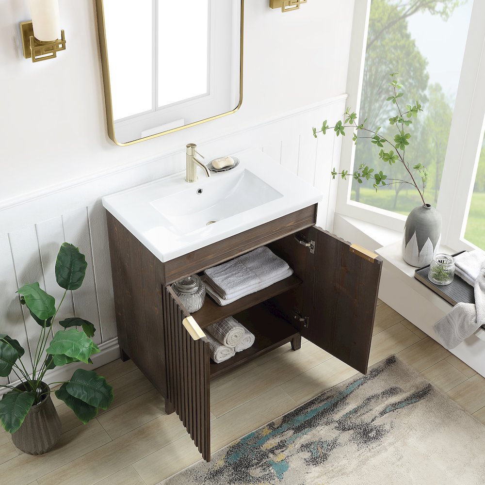 Palos 30" Free-standing Single Bath Vanity in Spruce Aged Brown. Picture 6