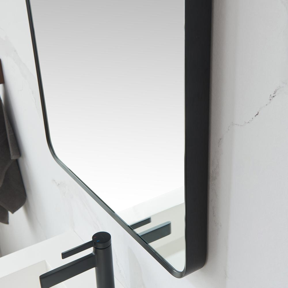 Mutriku 24 in. W x 36 in. H Rectangle Metal Wall Mirror in Brushed Black. Picture 6