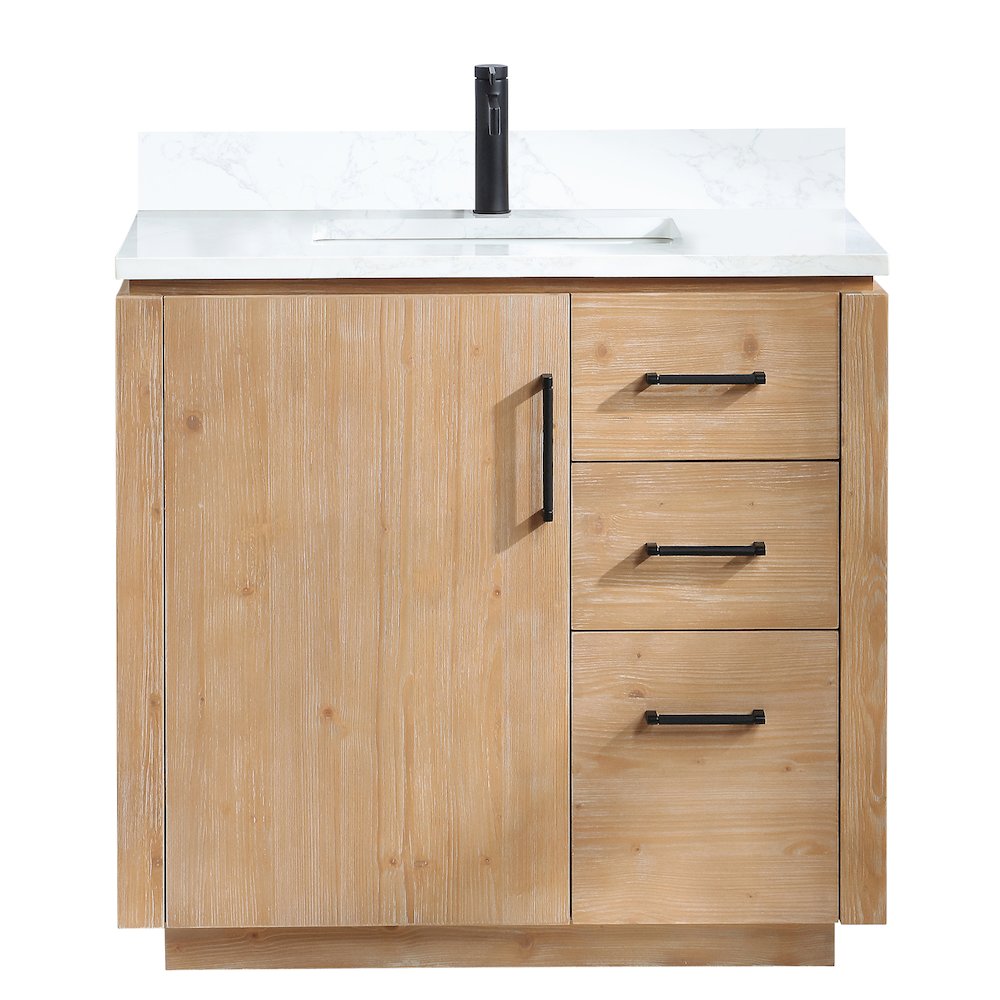 San 36" Free-standing Single Bath Vanity in Fir Wood Brown. Picture 1