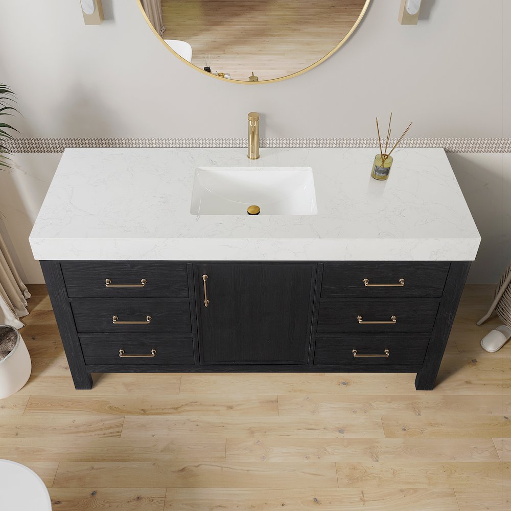 León 60in. Free-standing Single Bathroom Vanity in Fir Wood Black. Picture 5