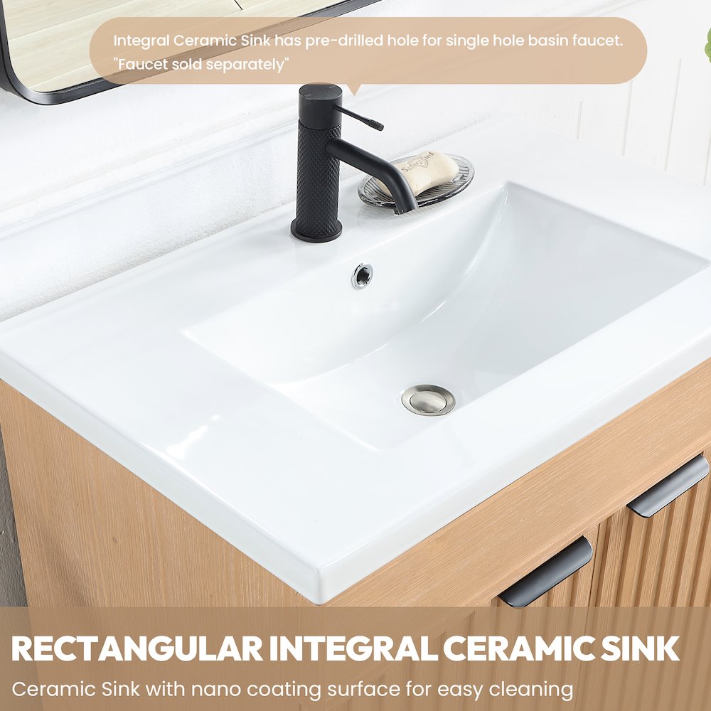 Palos 24" Free-standing Single Bath Vanity in Fir Wood Brown. Picture 3