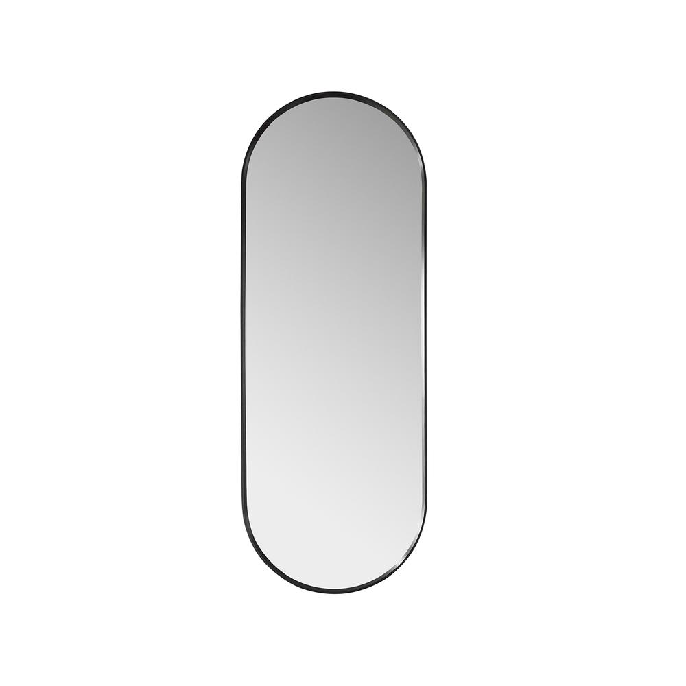 Luarca 18 in. W x 48 in. H Oval Metal Wall Mirror in Brushed Black. Picture 1
