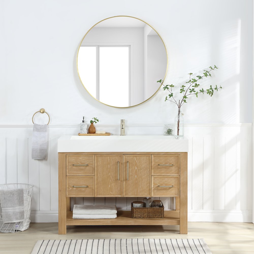 Vera 48" Free-standing Single Bath Vanity in Washed Ash Grey. Picture 2