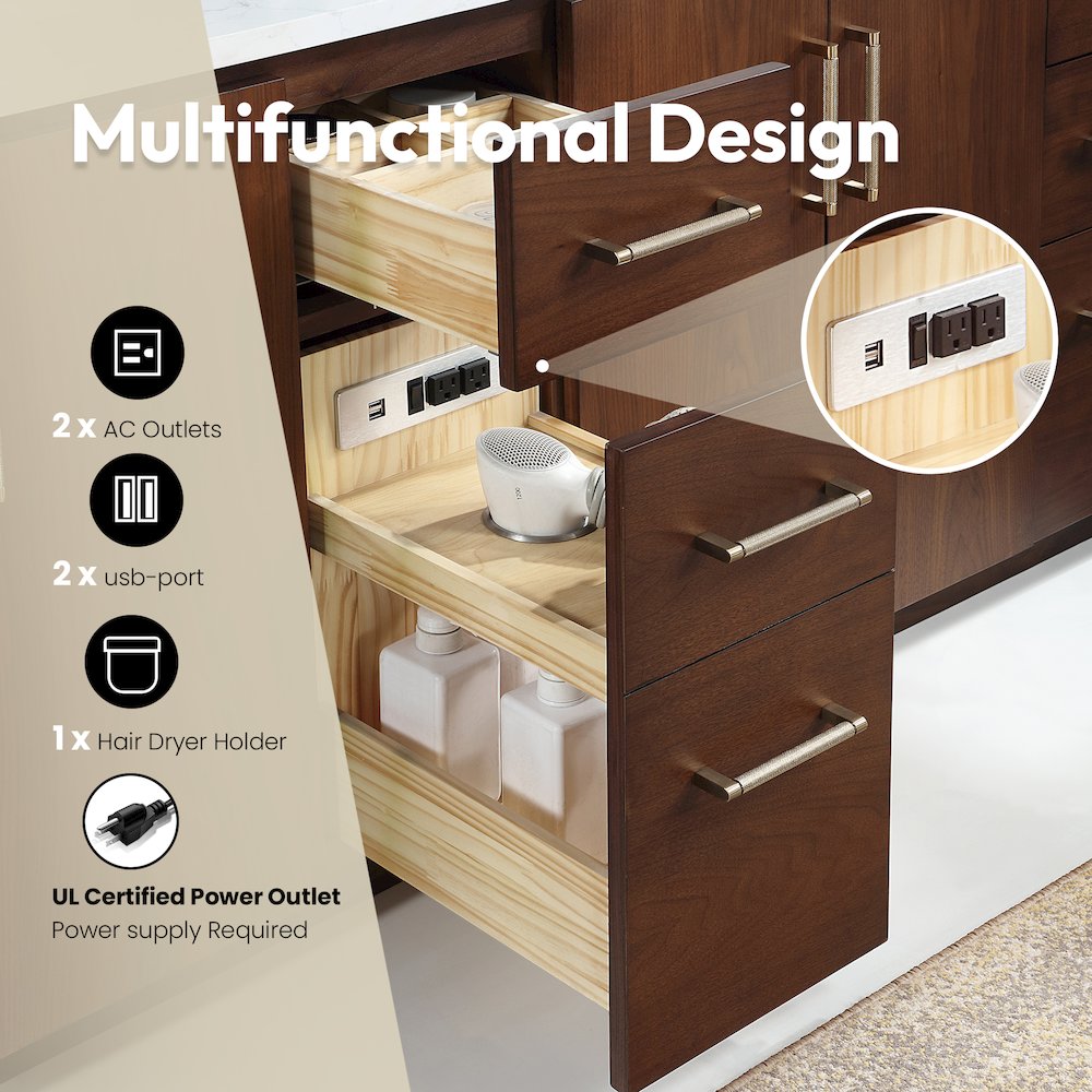 San 84" Free-standing Double Bath Vanity in Natural Walnut. Picture 18