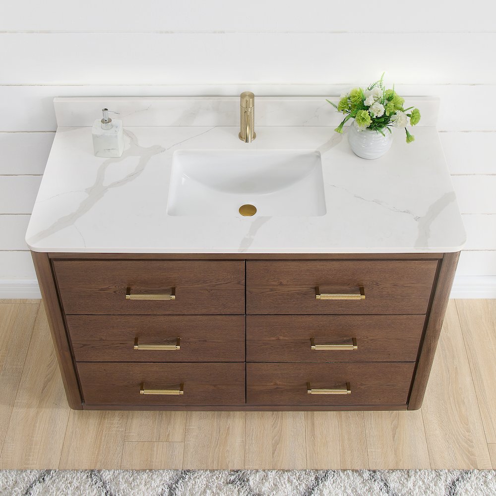 Porto 48" Free-standing Single Bath Vanity in Aged Dark Brown Oak. Picture 5