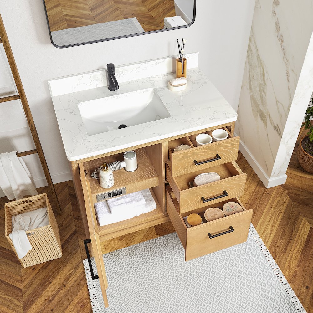 Gara 36" Free-standing Single Bath Vanity in Washed Ash Grey. Picture 8