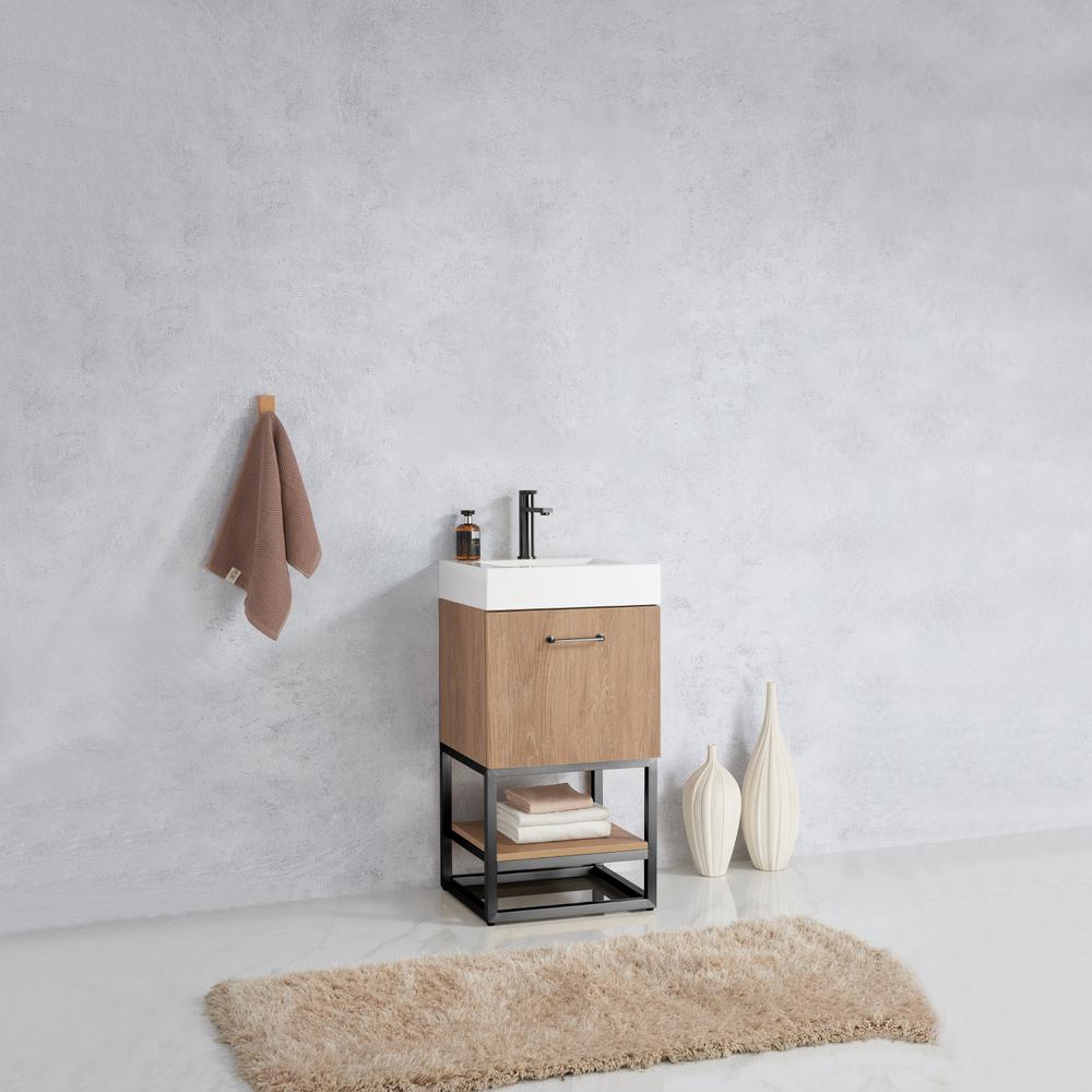 18B" Single Sink Bath Vanity with White Grain Stone Countertop. Picture 11