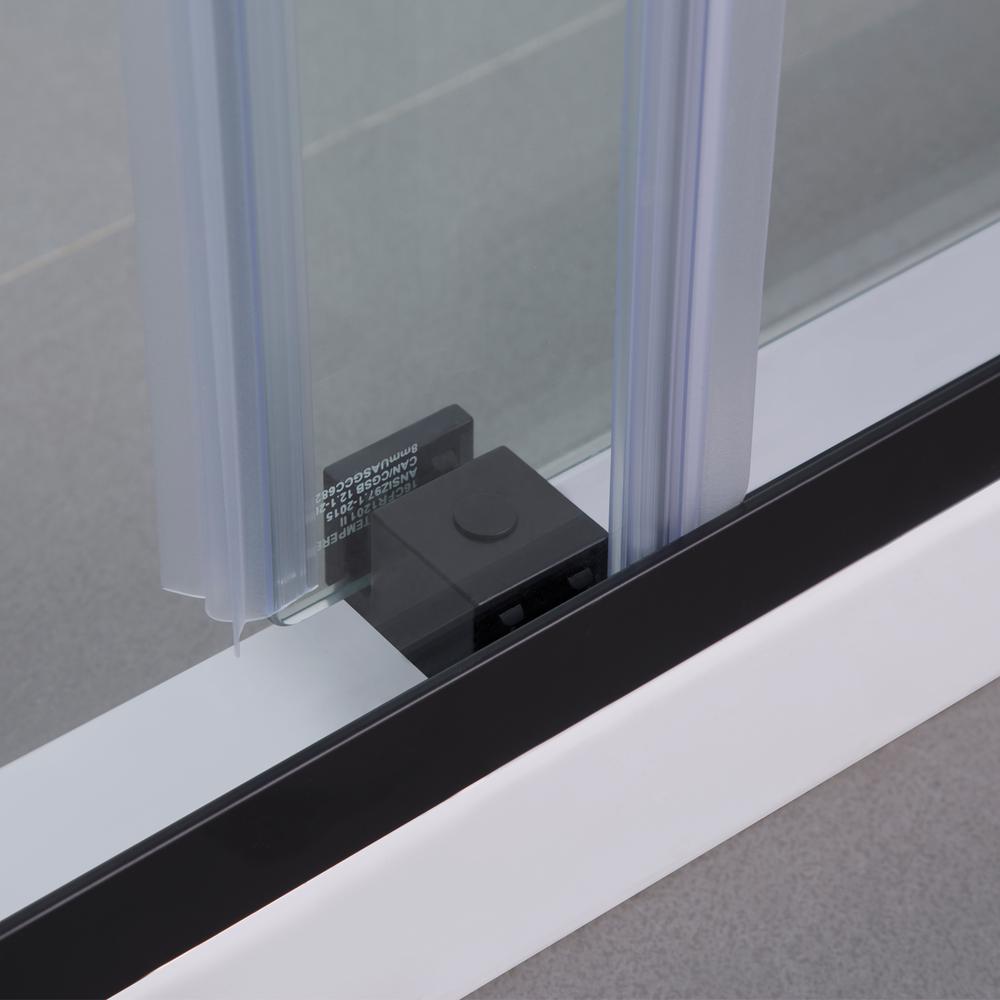 Spezia 60" W x 76" H Double Sliding Frameless Shower Door in Matte Black. Picture 8
