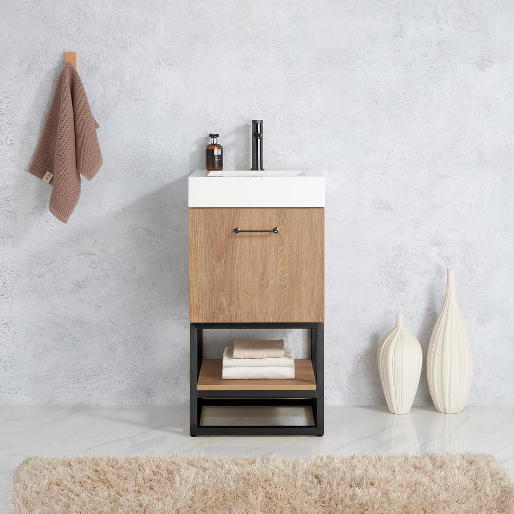 18B" Single Sink Bath Vanity with White Grain Stone Countertop. Picture 4