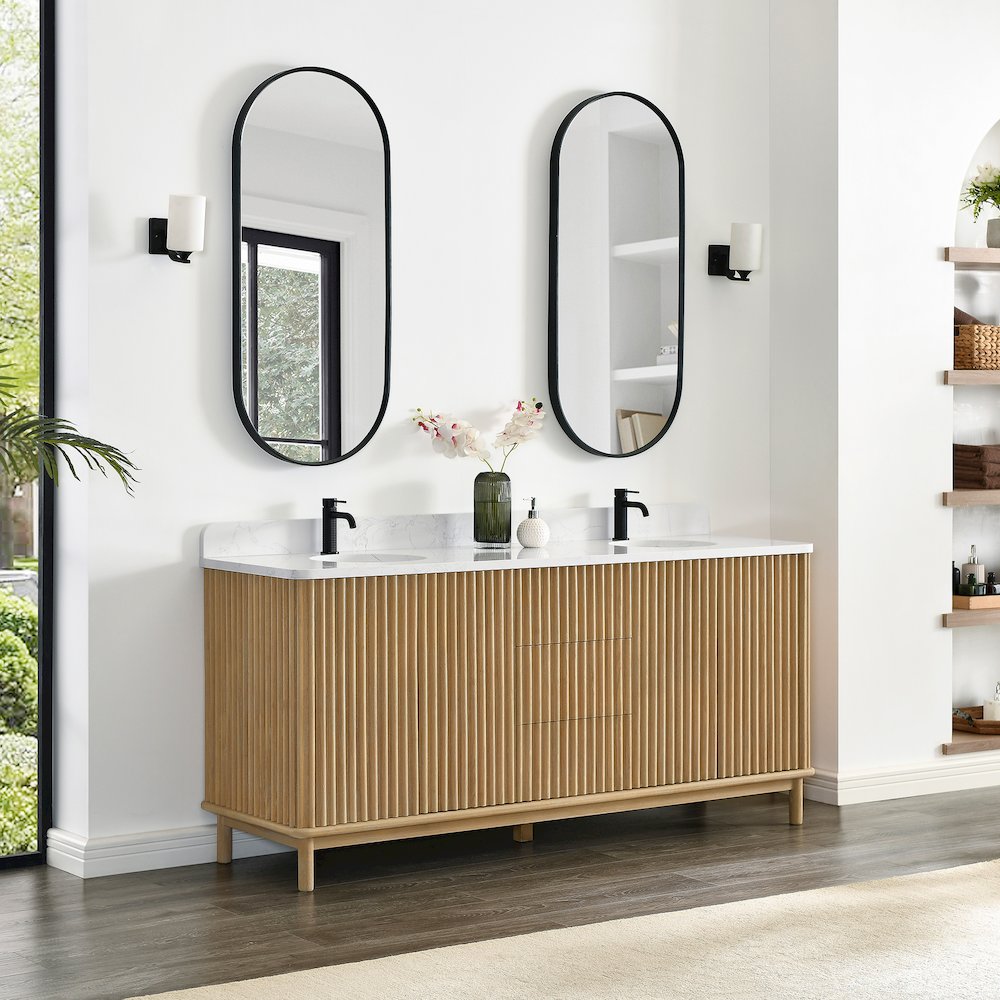 Seoul 72" Free-standing Double Bath Vanity in Washed Ash Grey. Picture 4