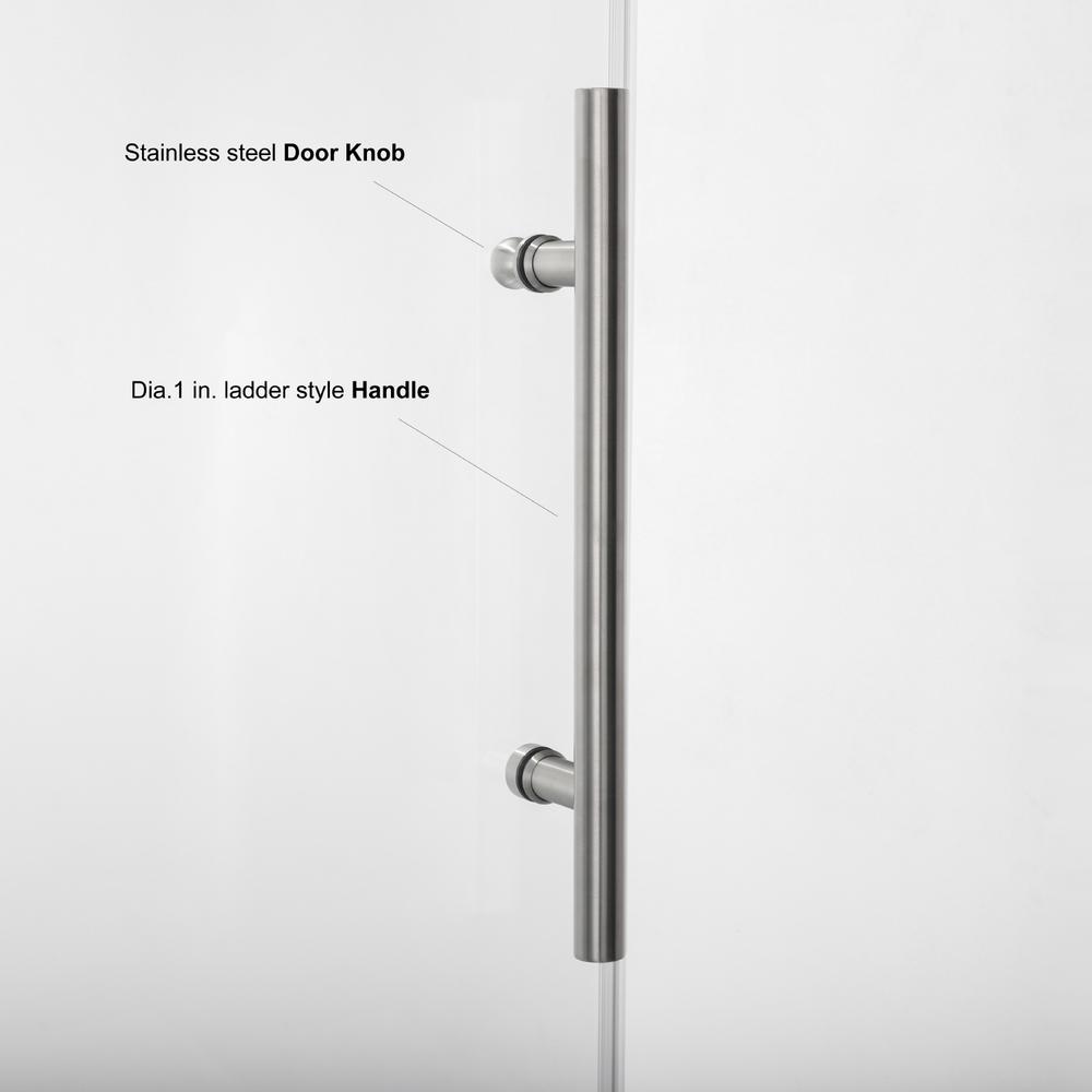Villena 60" W x 58" H Single Sliding Frameless Tub Door in Brushed Gold. Picture 8