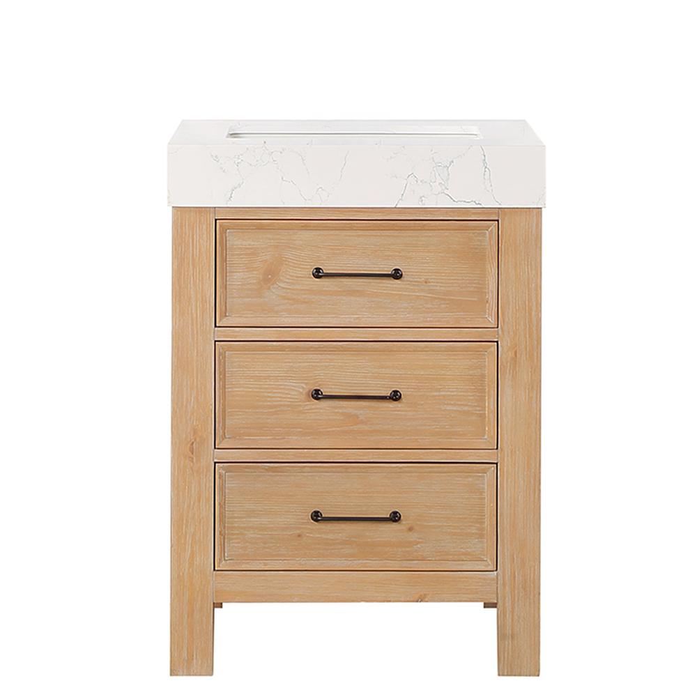 Free-standing Single Bathroom Vanity with Composite top in Lightning White. Picture 2