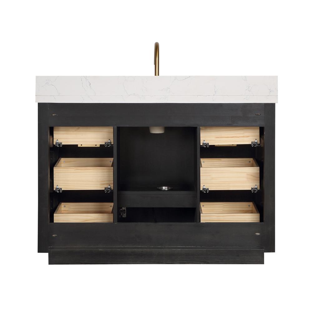Free-standing Single Bathroom Vanity with Composite top in Lightning White. Picture 3