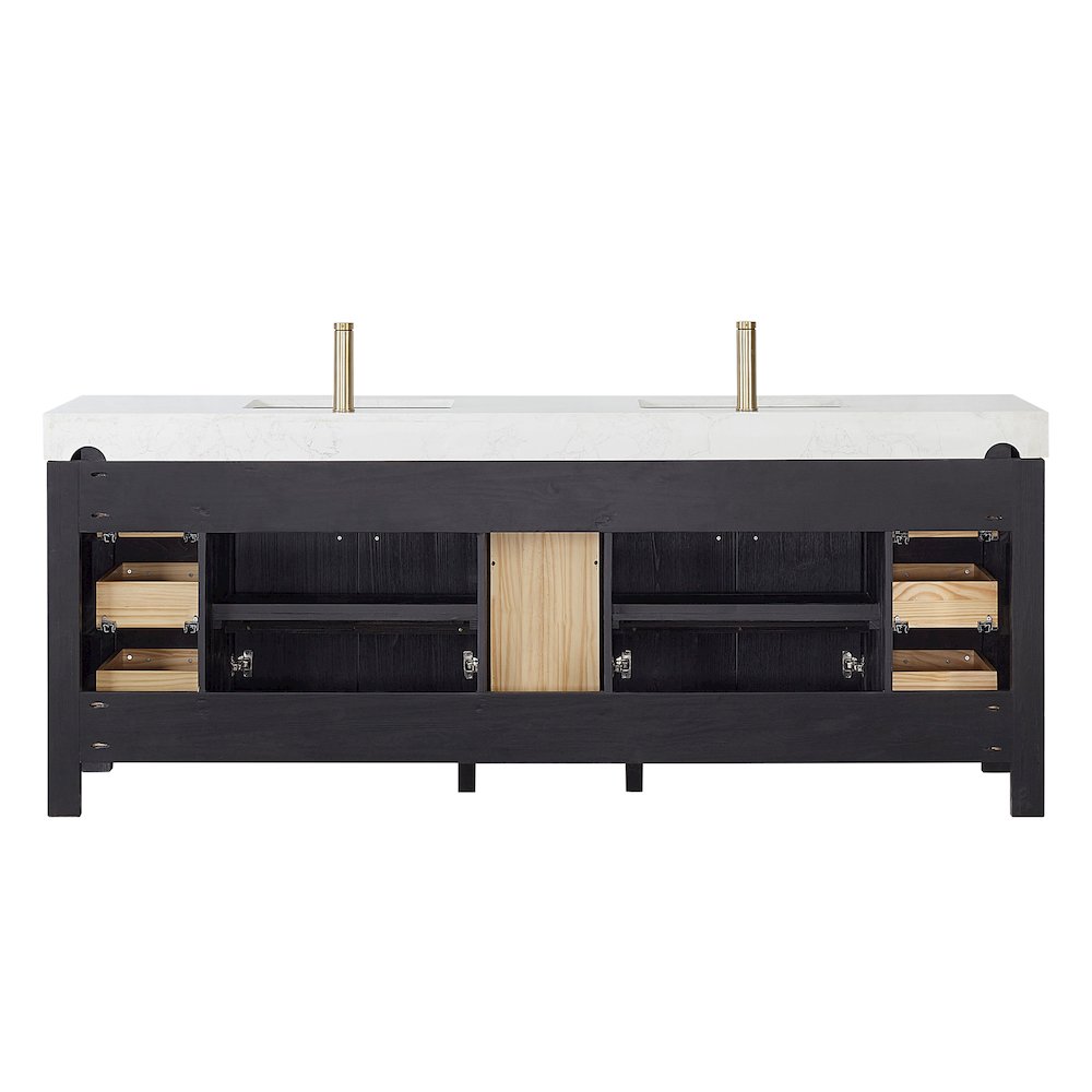 León 84in. Free-standing Double Bathroom Vanity in Fir Wood Black. Picture 15