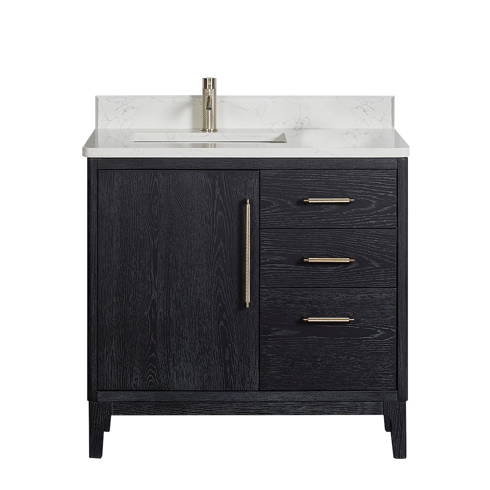 Gara 36" Free-standing Single Bath Vanity in Fir Wood Black. Picture 1