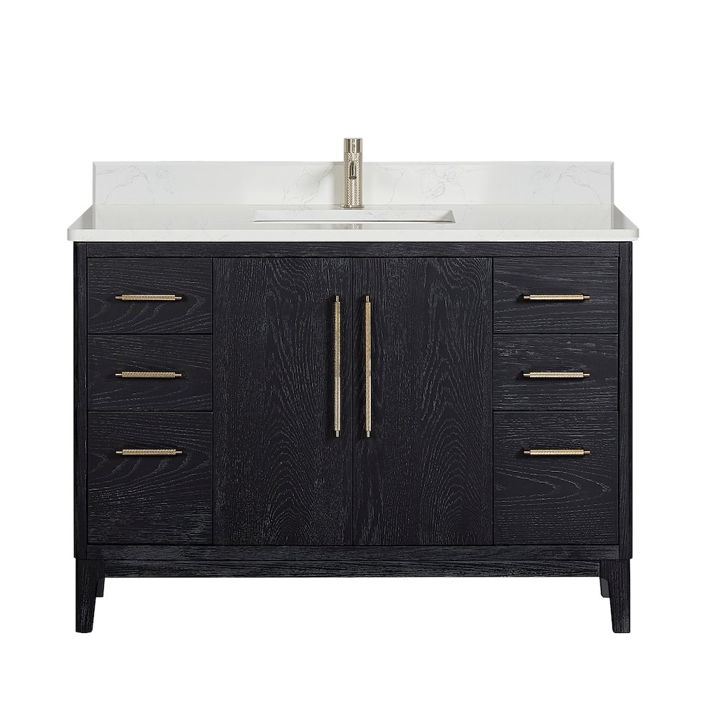 Gara 48" Free-standing Single Bath Vanity in Fir Wood Black. Picture 1