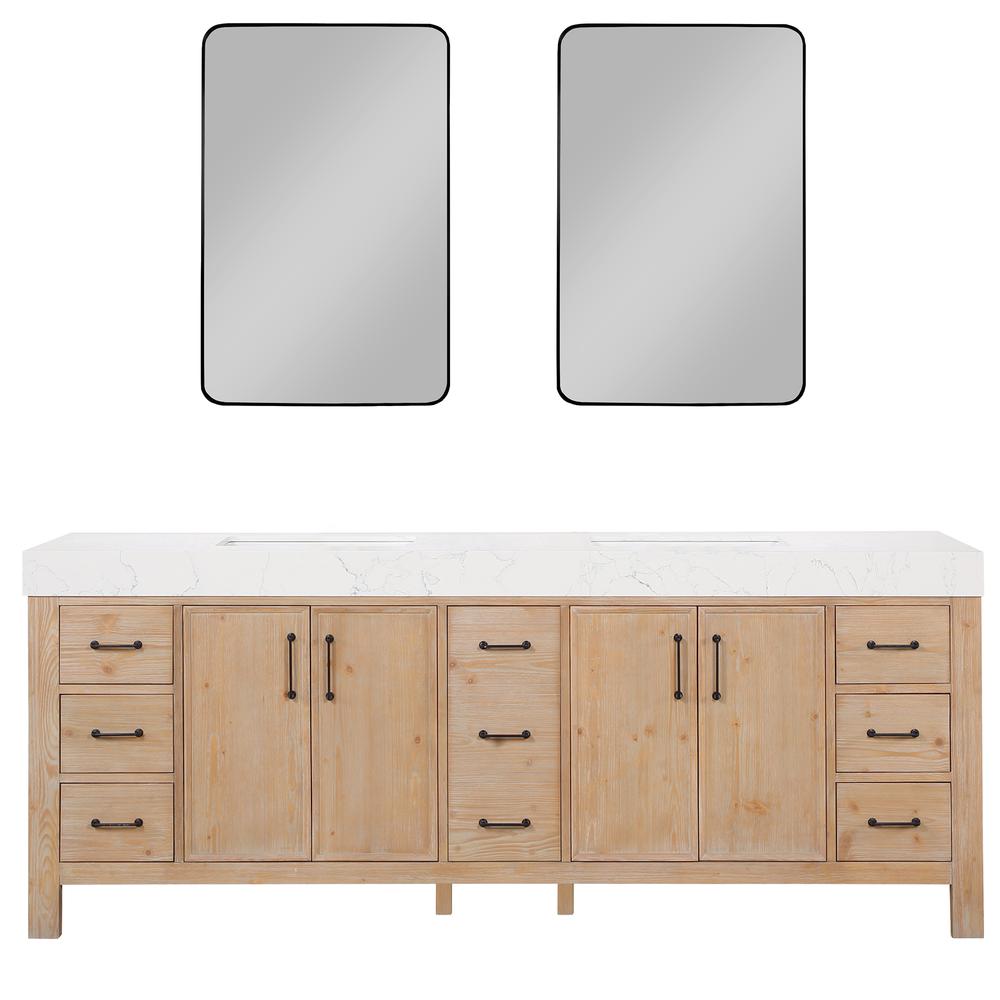 Free-standing Double Bathroom Vanity with Composite top and Mirror. Picture 2