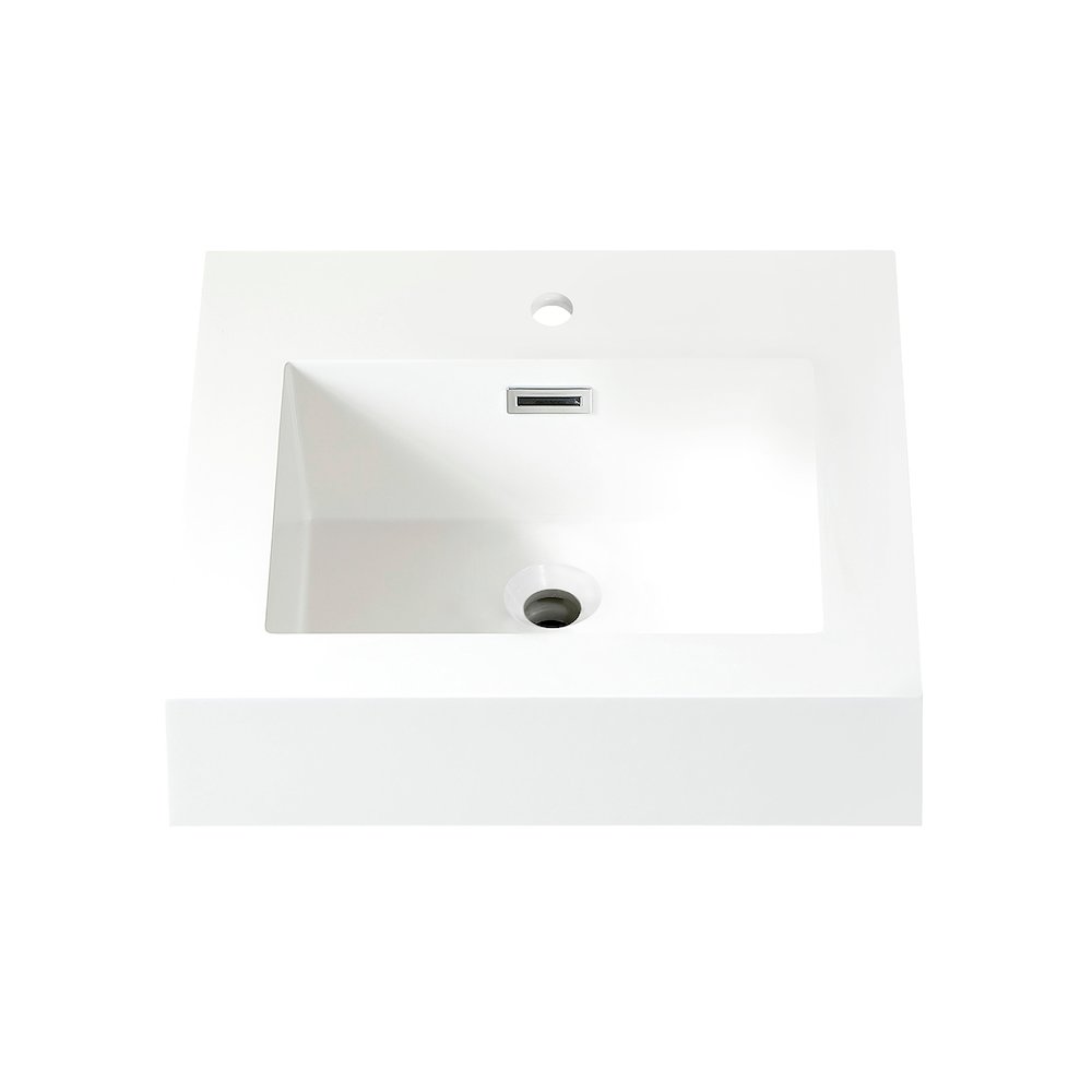 Square White Finish Composite Granite Stone Console Bathroom Vanity Sink. Picture 1