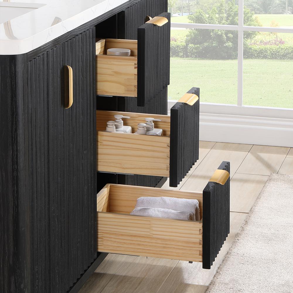 Free-standing Double Bathroom Vanity with Composite top in Lightning White. Picture 10