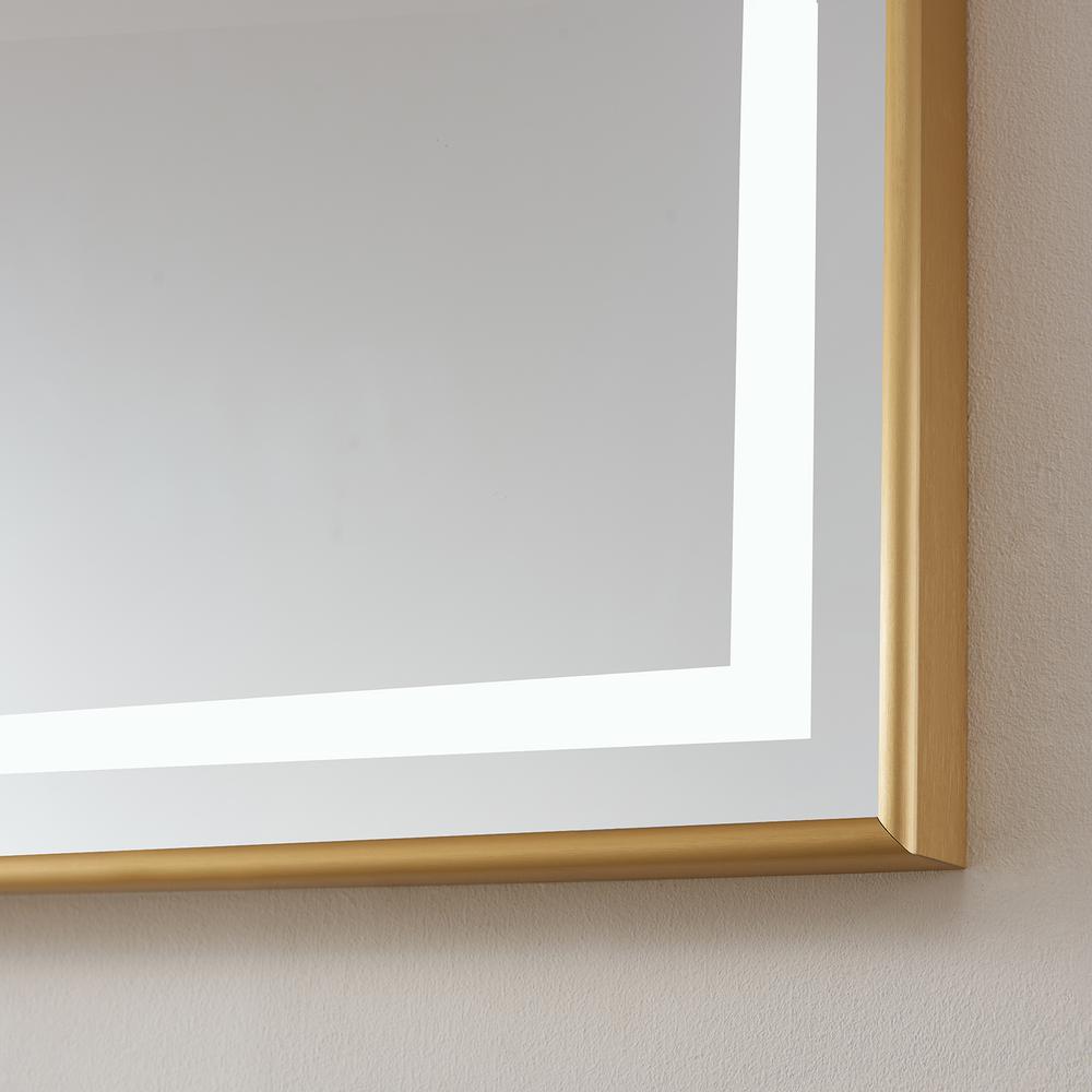 72" Rectangular Aluminum Framed LED Wall Mount Bathroom Vanity Mirror in Gold. Picture 5