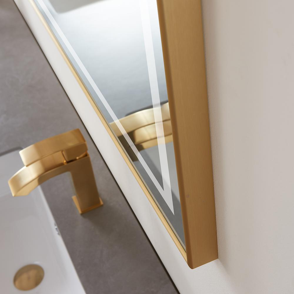 72" Rectangular Aluminum Framed LED Wall Mount Bathroom Vanity Mirror in Gold. Picture 7