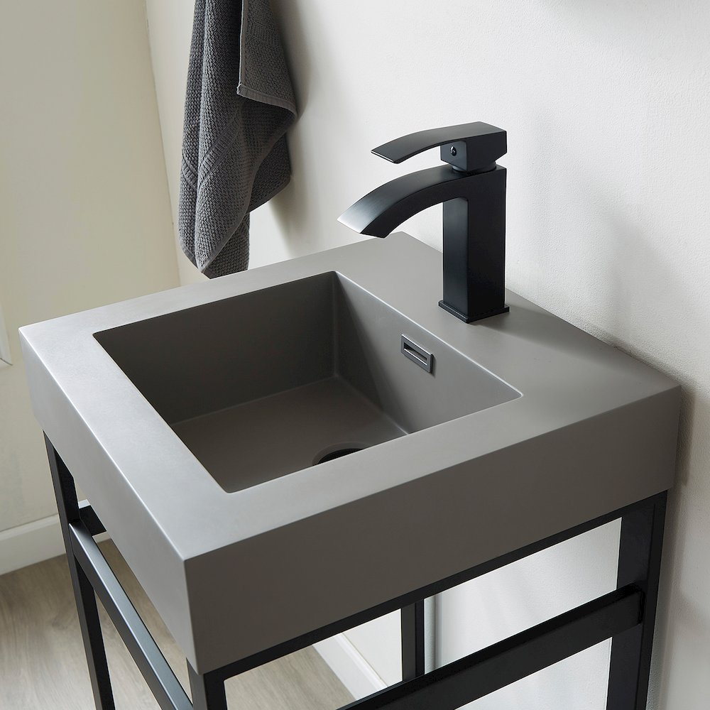 Square Grey Finish Composite Granite Stone Console Bathroom Vanity Sink. Picture 4