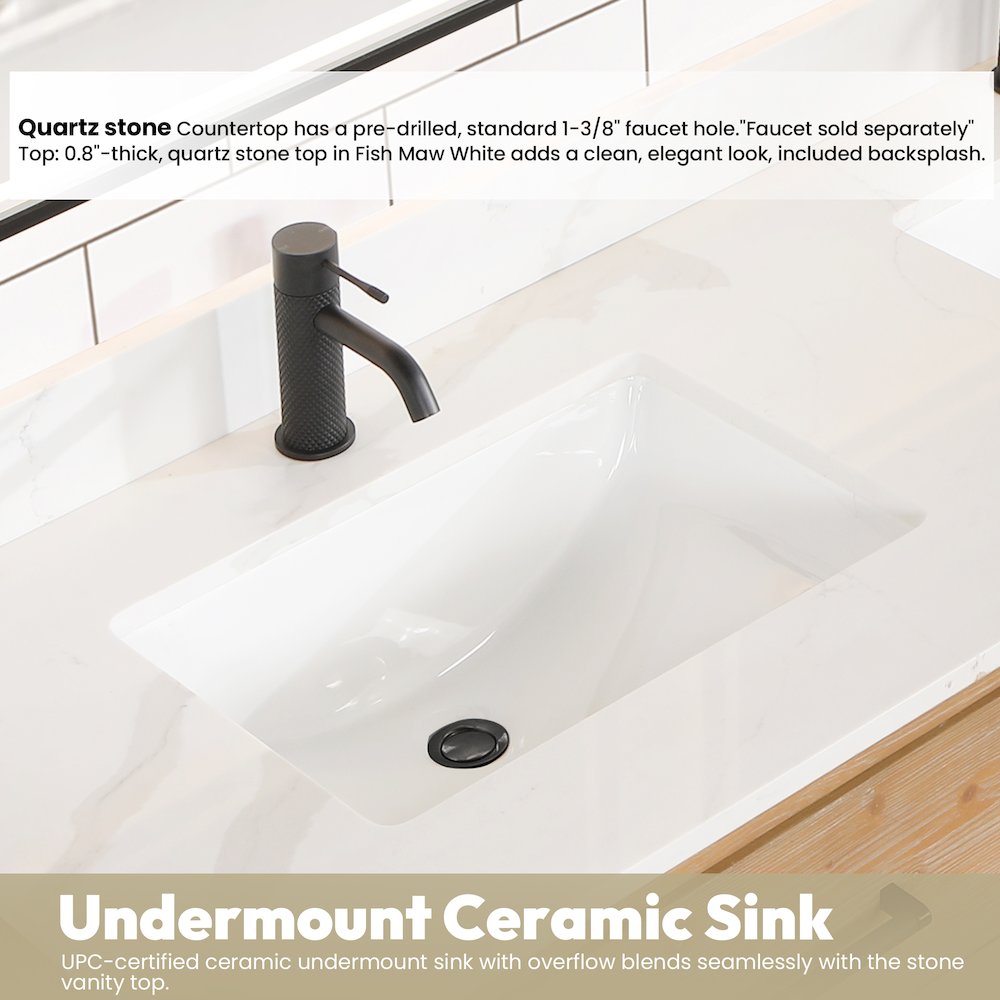 Cristo 60M" Floating Double Bath Vanity in Fir Wood Brown. Picture 7