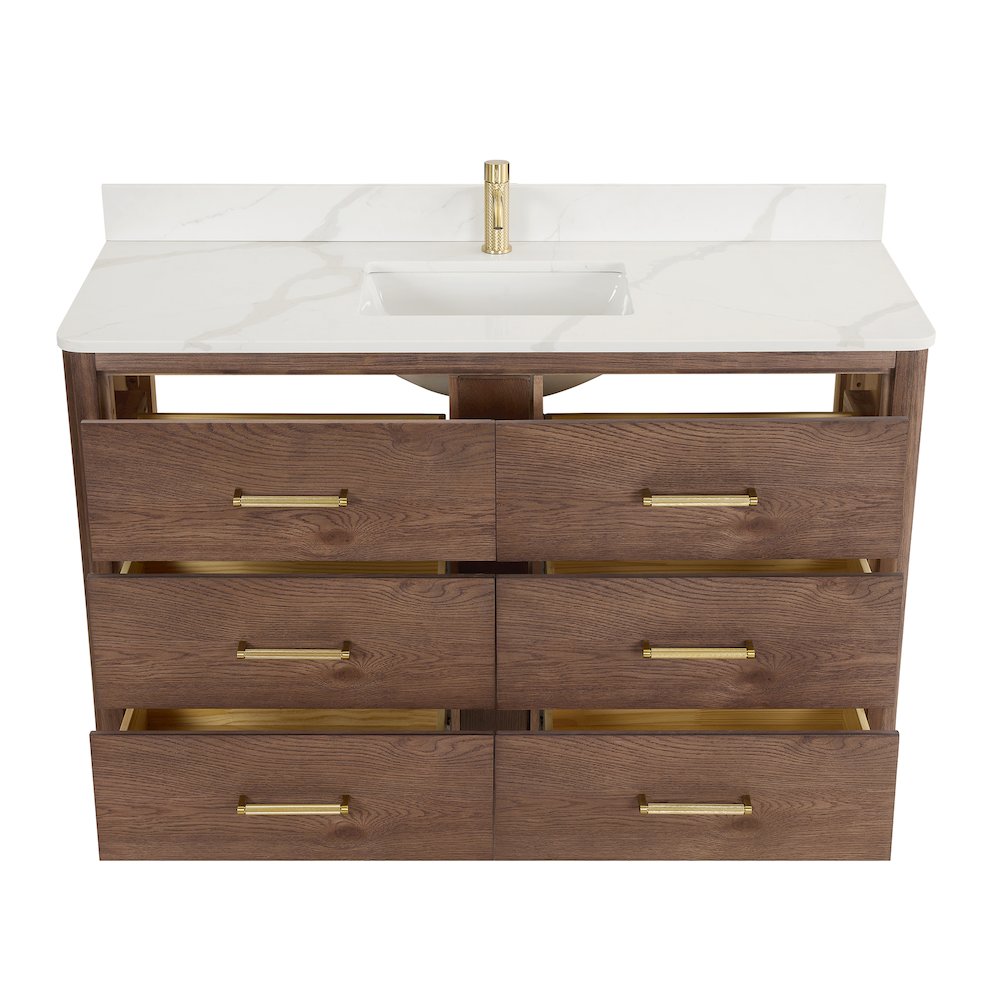 Porto 55" Free-standing Single Bath Vanity in Aged Dark Brown Oak. Picture 12